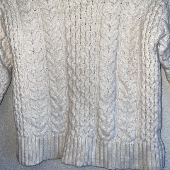 J Jill Lambs Wool sweater cable chunky fisherman S Ivory Nordic preppy Lagen - Picture 3 of 7